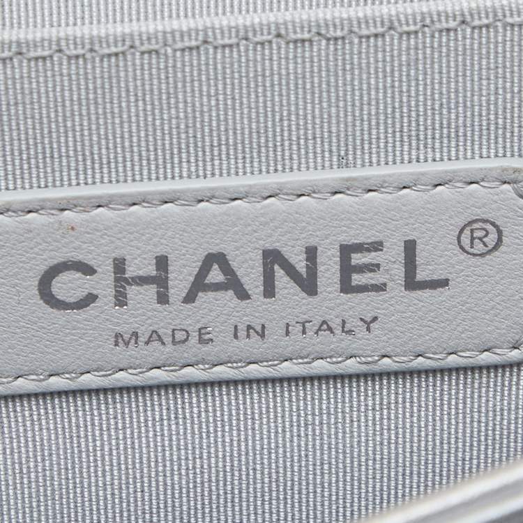 Pre Owned Chanel Silver/Blue PVC and Leather Small Water Boy Flap Bag