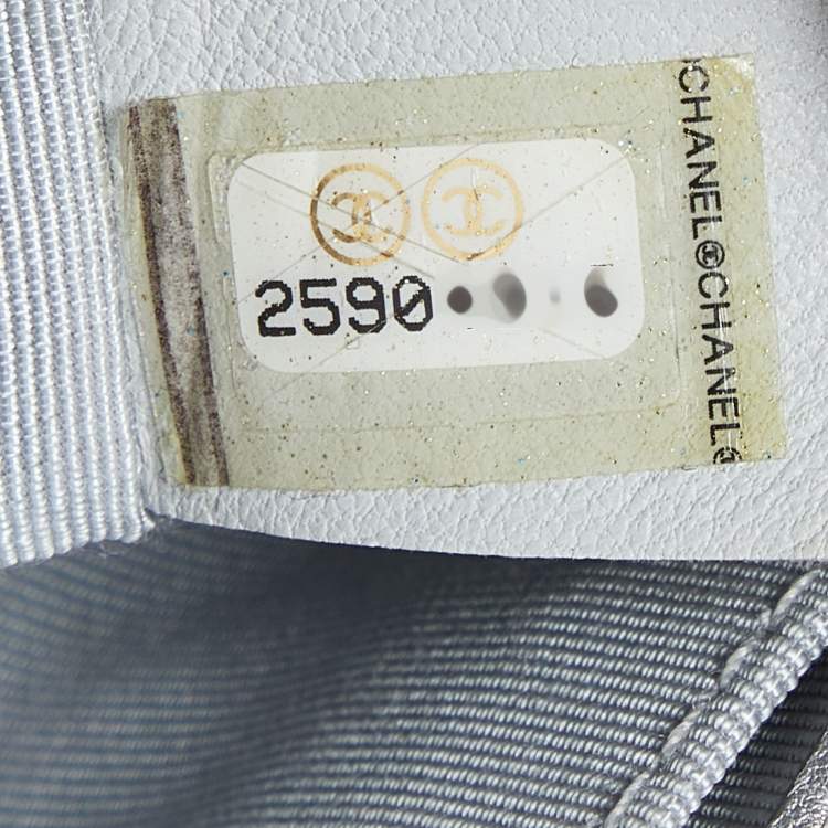 Pre Owned Chanel Silver/Blue PVC and Leather Small Water Boy Flap Bag