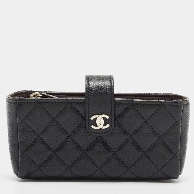 Chanel Black Quilted Caviar Leather CC Phone Holder Pouch