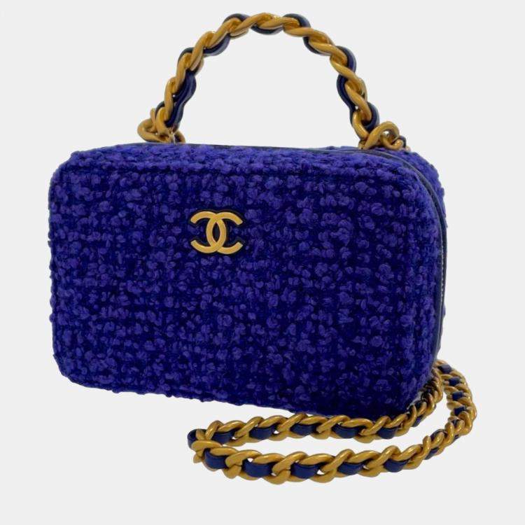 Chanel Purple Tweed Vanity Case Shoulder Bag