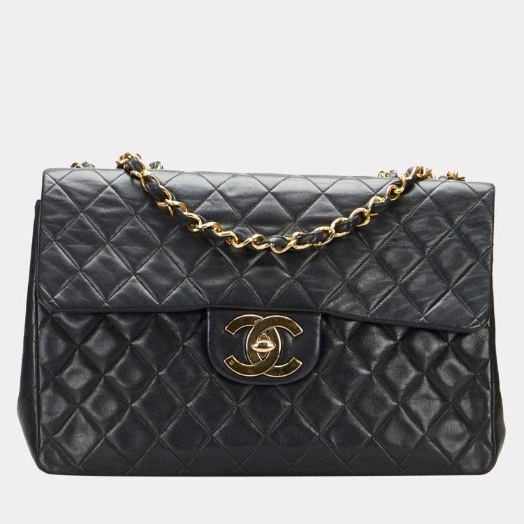 Chanel Black Jumbo Classic Lambskin Maxi Single Flap