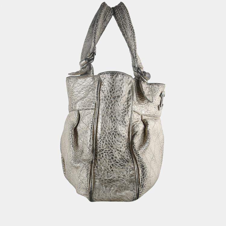 Chanel Metallic Grey Quilted Leather CC Le Marais Tote Bag Chanel