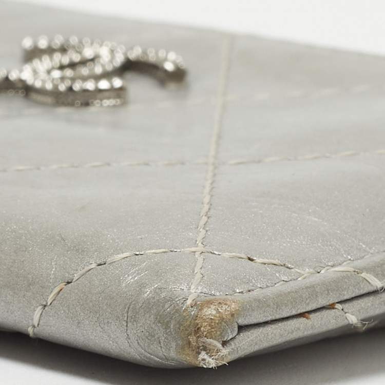 Pre Owned Chanel Silver/Pink Quilted Leather CC Classic Card Holder