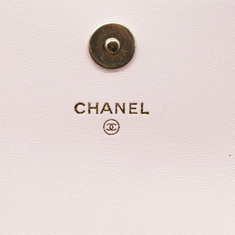 Pre Owned Chanel Light Pink Quilted Leather Mini Chain Around Flap Wallet Bag