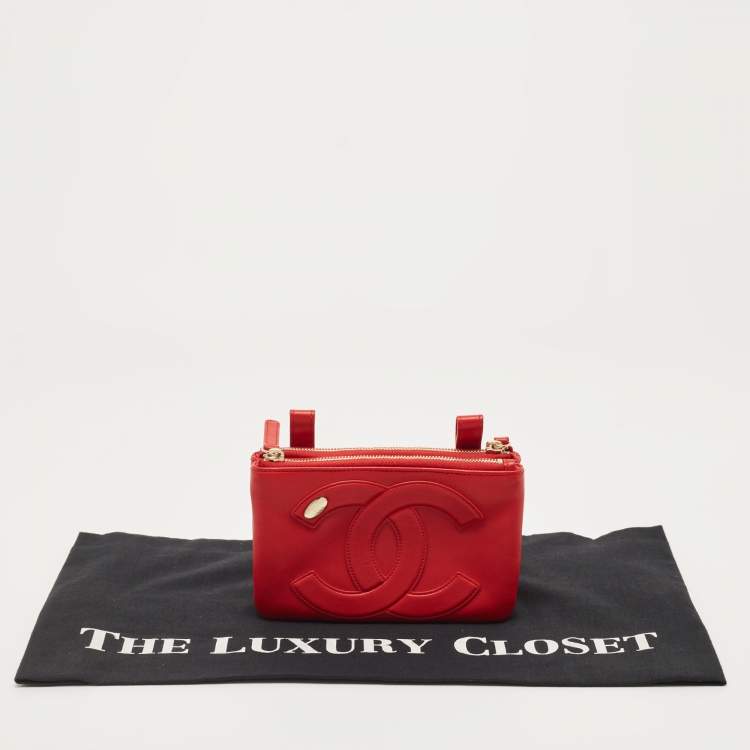 Pre Owned Chanel Red Leather CC Mania Waist Bag