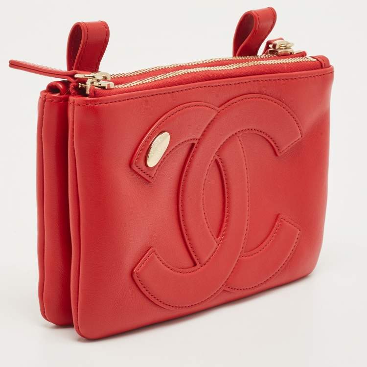 Pre Owned Chanel Red Leather CC Mania Waist Bag