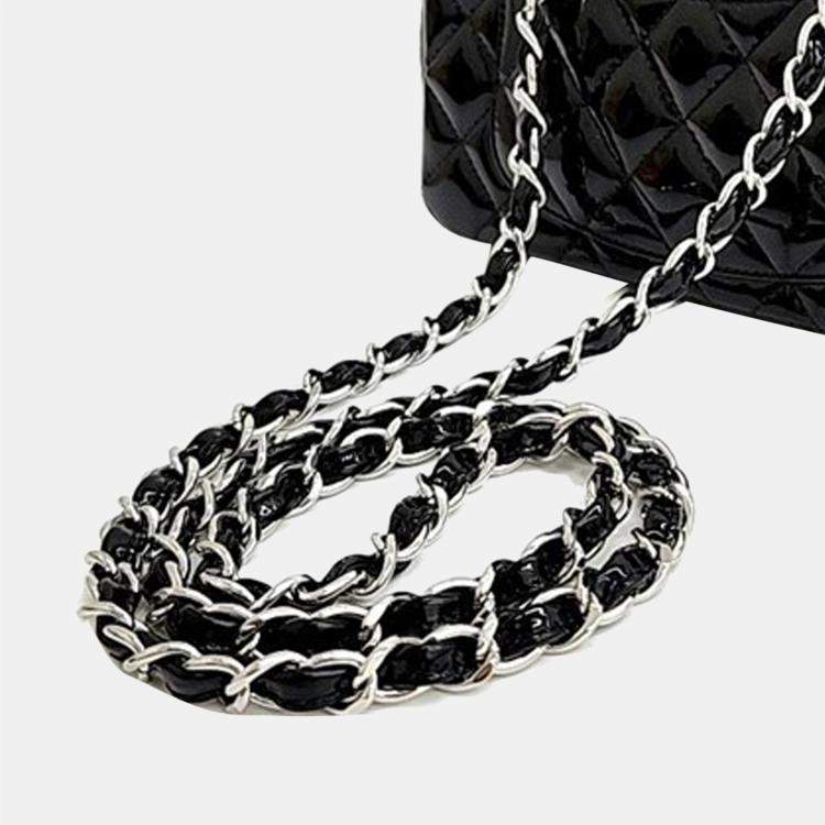 Pre Owned Chanel Black Patent Leather Rectangular Mini Flap Shoulder Bag