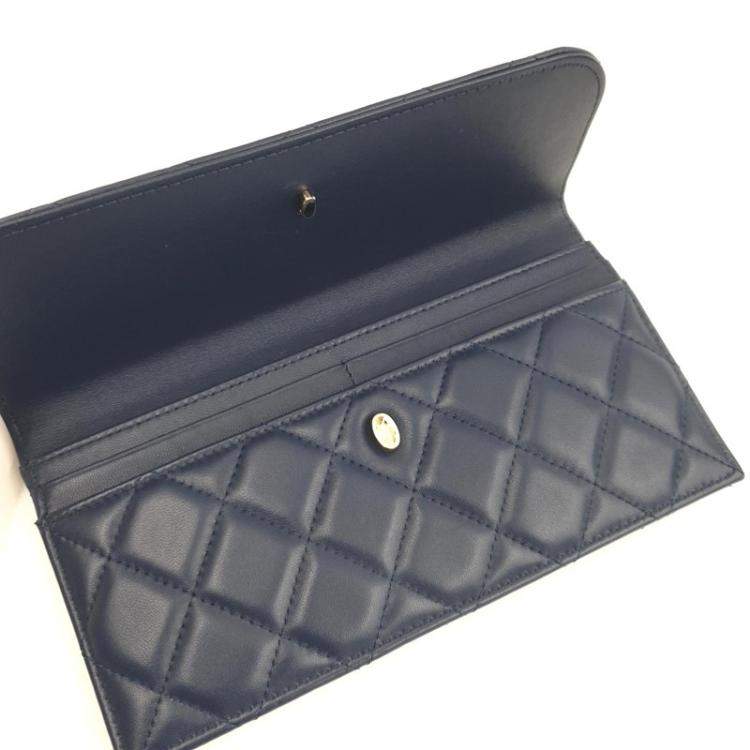 Pre Owned Chanel Navy Blue Leather New Pocket Clutch Bag 