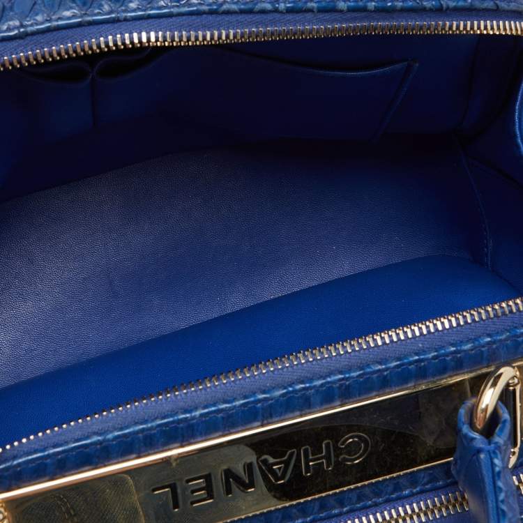 Pre Owned Chanel Blue Python Trendy CC Bowler Bag