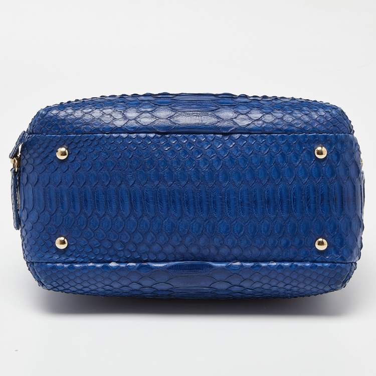 Pre Owned Chanel Blue Python Trendy CC Bowler Bag