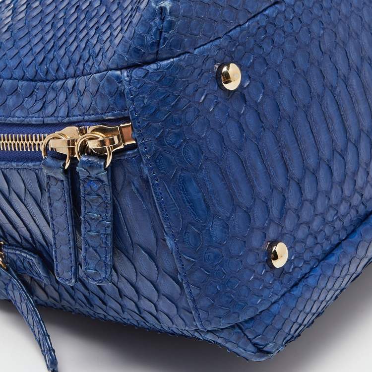 Pre Owned Chanel Blue Python Trendy CC Bowler Bag