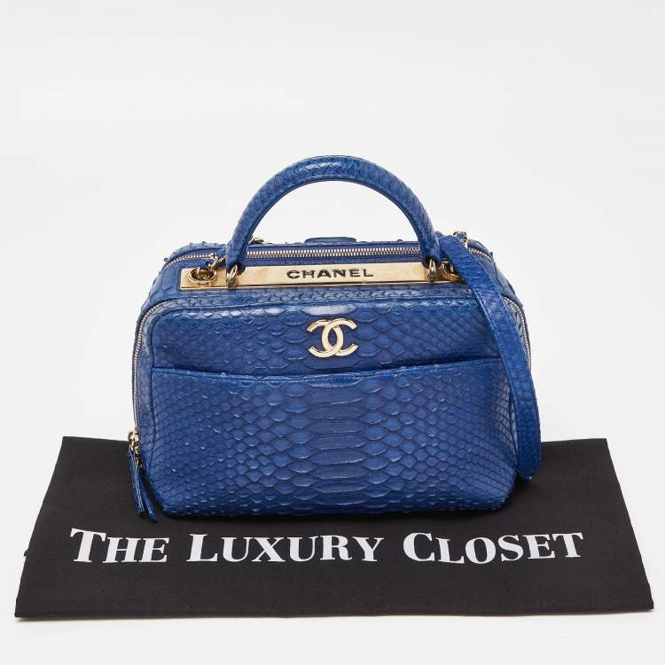 Pre Owned Chanel Blue Python Trendy CC Bowler Bag