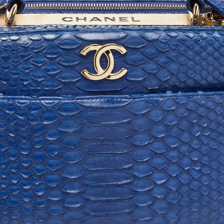 Pre Owned Chanel Blue Python Trendy CC Bowler Bag