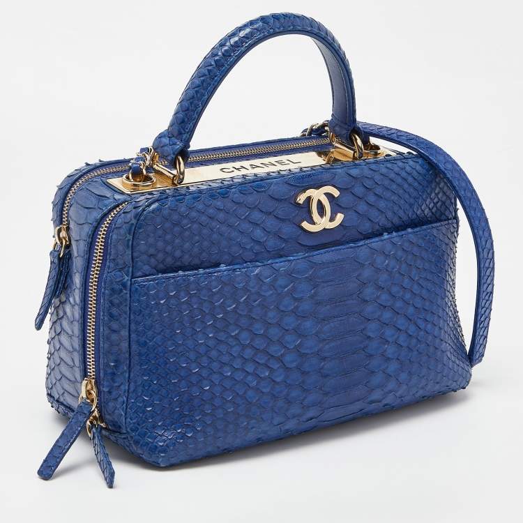 Pre Owned Chanel Blue Python Trendy CC Bowler Bag