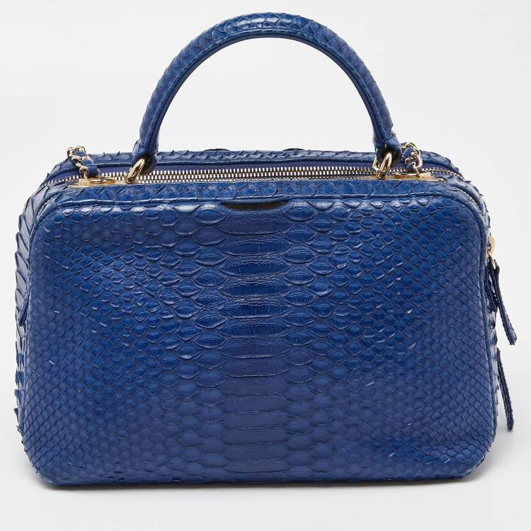 Pre Owned Chanel Blue Python Trendy CC Bowler Bag