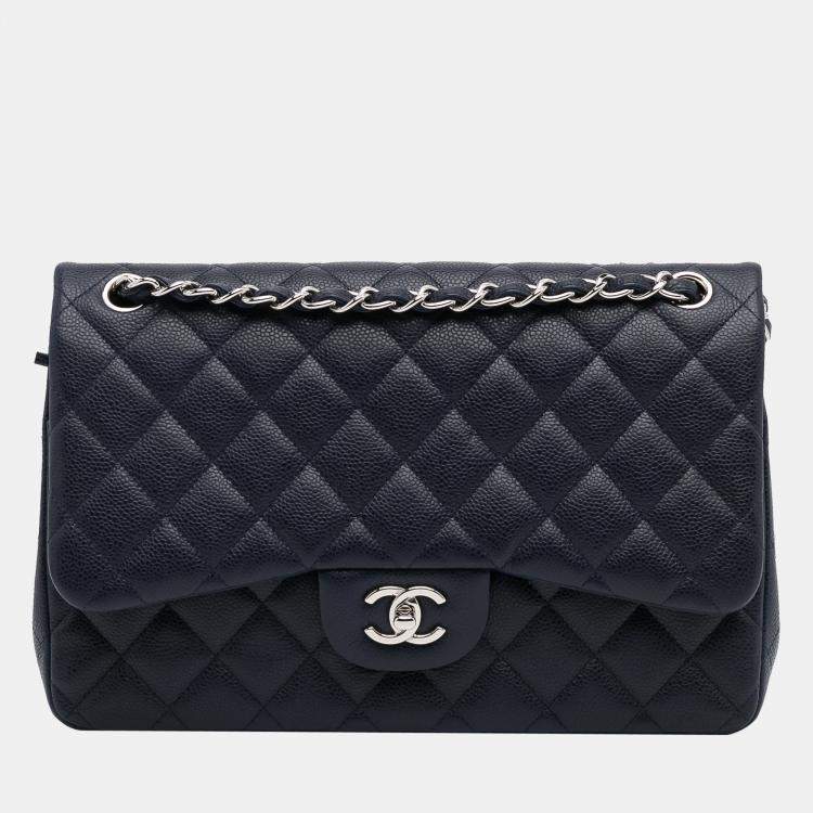 Chanel Blue Jumbo Classic Caviar Double Flap