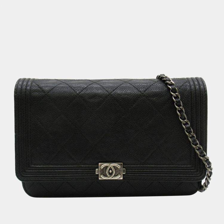 Chanel Black  Caviar Boy Wallet on Chain Crossbody Bag