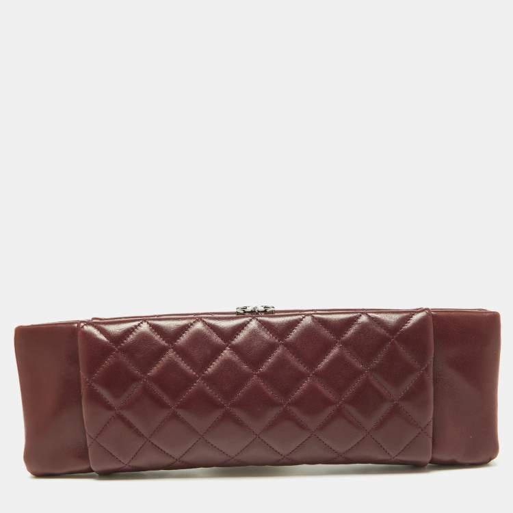 Chanel Burgundy Quilted Leather CC Long Clutch Chanel