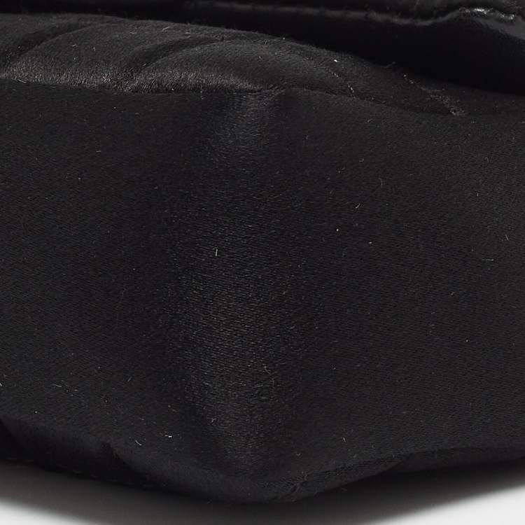 مملوكة مسبقًا Chanel Black Choco Quilted Satin Extra Mini Lipstick Charm Bag