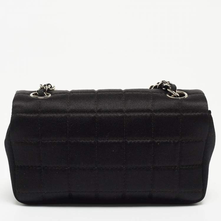 مملوكة مسبقًا Chanel Black Choco Quilted Satin Extra Mini Lipstick Charm Bag