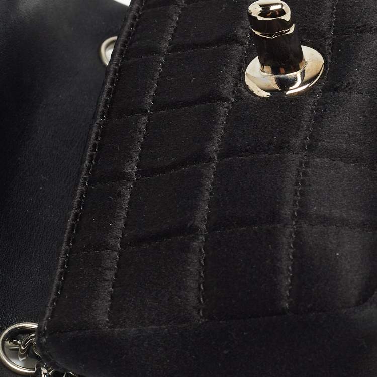 مملوكة مسبقًا Chanel Black Choco Quilted Satin Extra Mini Lipstick Charm Bag