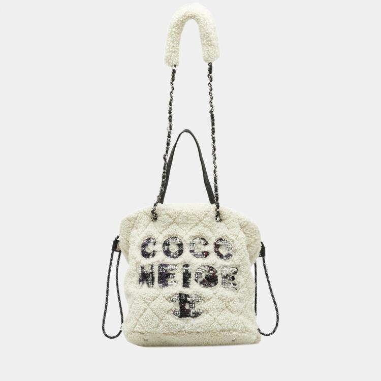 Chanel Coco Neige Shopping Tote Quilted Shearling Large