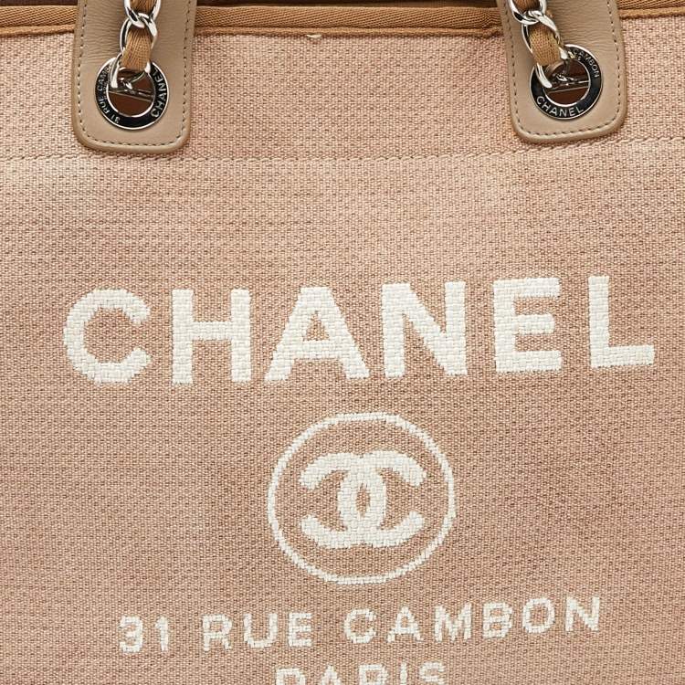 Pre Owned Chanel Beige Canvas and Leather Large Deauville Shopper Tote