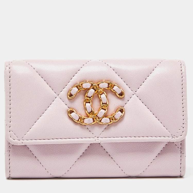 Chanel Pink Quilted Leather 19 Card Case Chanel