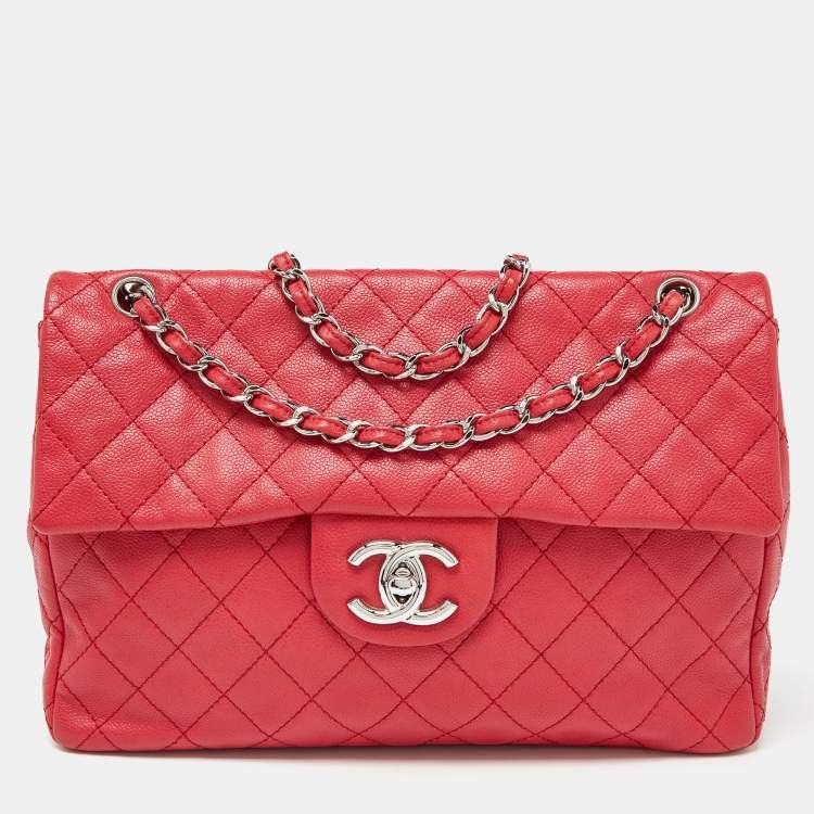 Chanel Coral Quilted Lambskin Leather Classic Maxi Single Flap Bag