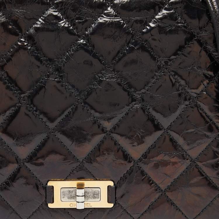 Pre Owned Chanel Black Crinkled Quilted Leather Rita Top Handle Bag