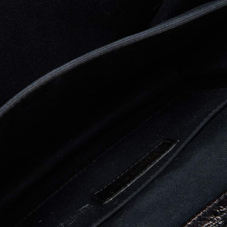 Pre Owned Chanel Black Crinkled Quilted Leather Rita Top Handle Bag