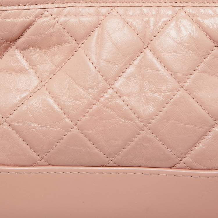 Pre Owned Chanel Pink Quilted Leather Small Gabrielle Hobo