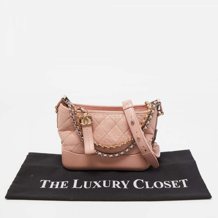 Pre Owned Chanel Pink Quilted Leather Small Gabrielle Hobo