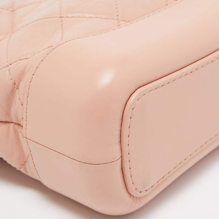 Pre Owned Chanel Pink Quilted Leather Small Gabrielle Hobo
