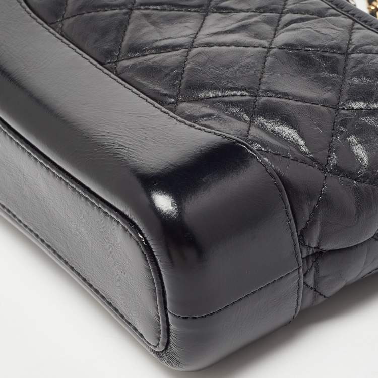 Pre Owned Chanel Black Quilted Aged Leather Small Gabrielle Hobo