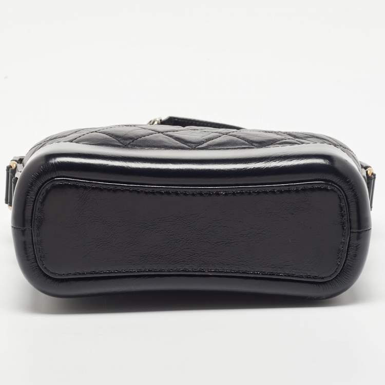 Pre Owned Chanel Black Quilted Aged Leather Small Gabrielle Hobo