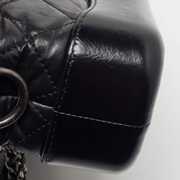 Pre Owned Chanel Black Quilted Aged Leather Small Gabrielle Hobo