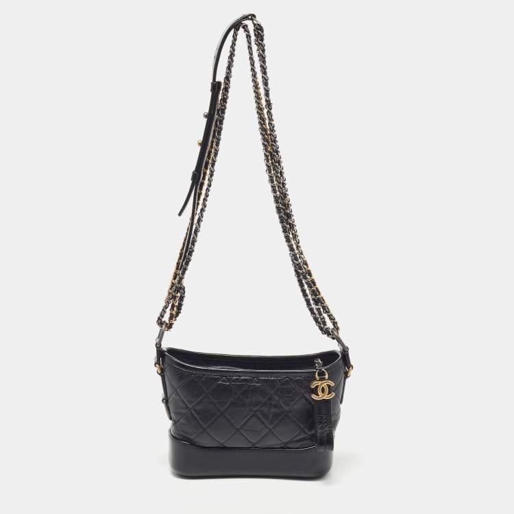 Chanel Black/White Quilted Aged Leather Small Gabrielle Hobo Chanel | The  Luxury Closet