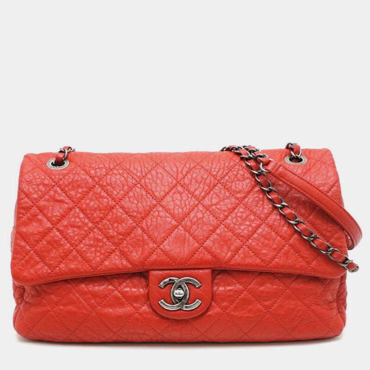 Chanel Red Leather Flap Bag Shoulder Bag