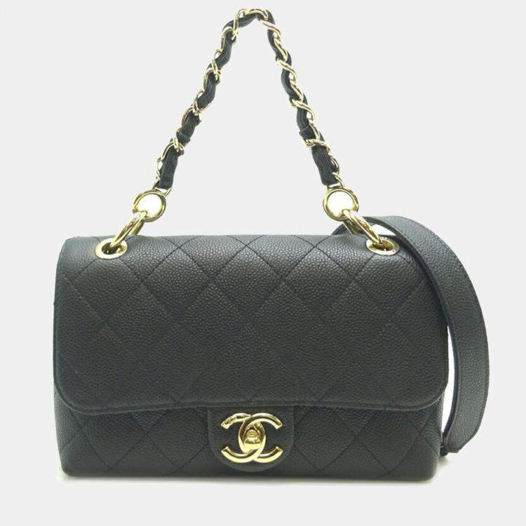 Chanel Black Caviar Leather City Walk Flap Shoulder Bag