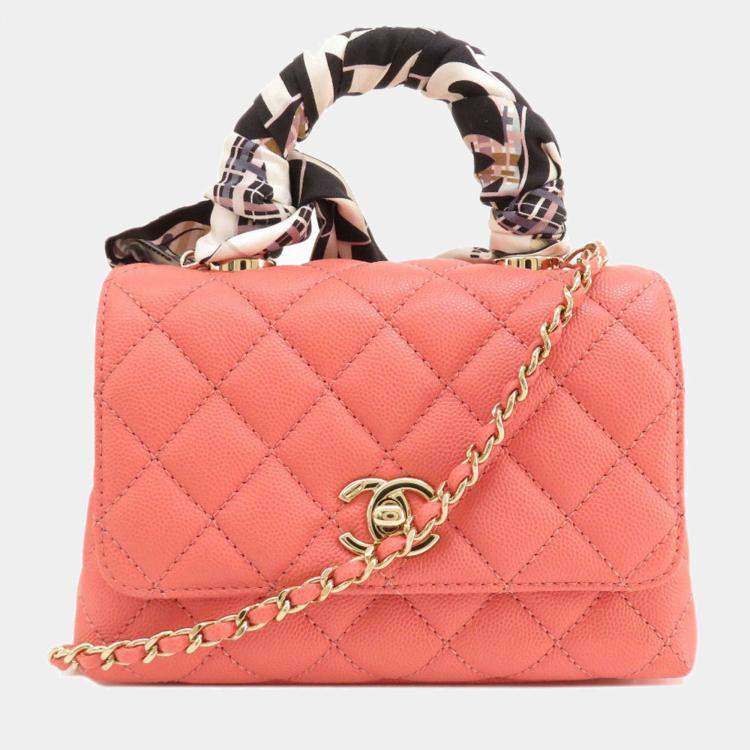 Chanel Pink Leather Caviar Twilly Coco Top Handle Bag Chanel