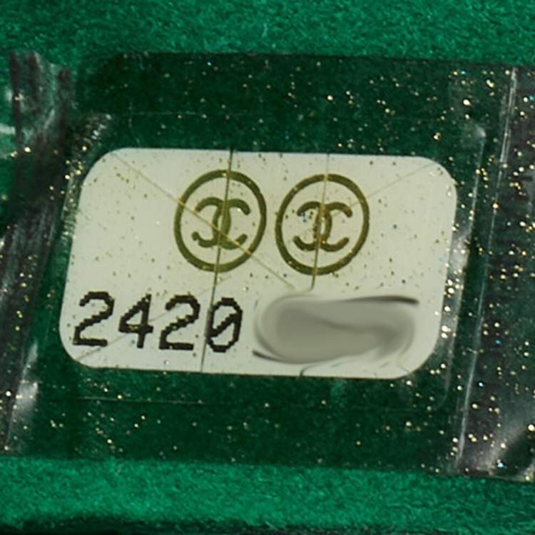 Pre Owned Chanel Green Small Iridescent Chevron Boy Bag