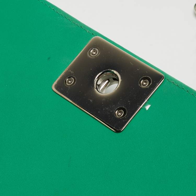 Pre Owned Chanel Green Small Iridescent Chevron Boy Bag