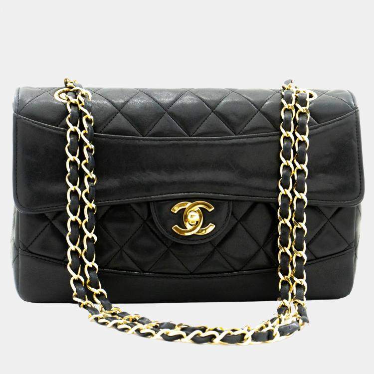 Chanel Black Leather Vintage Diana Flap Shoulder Bag