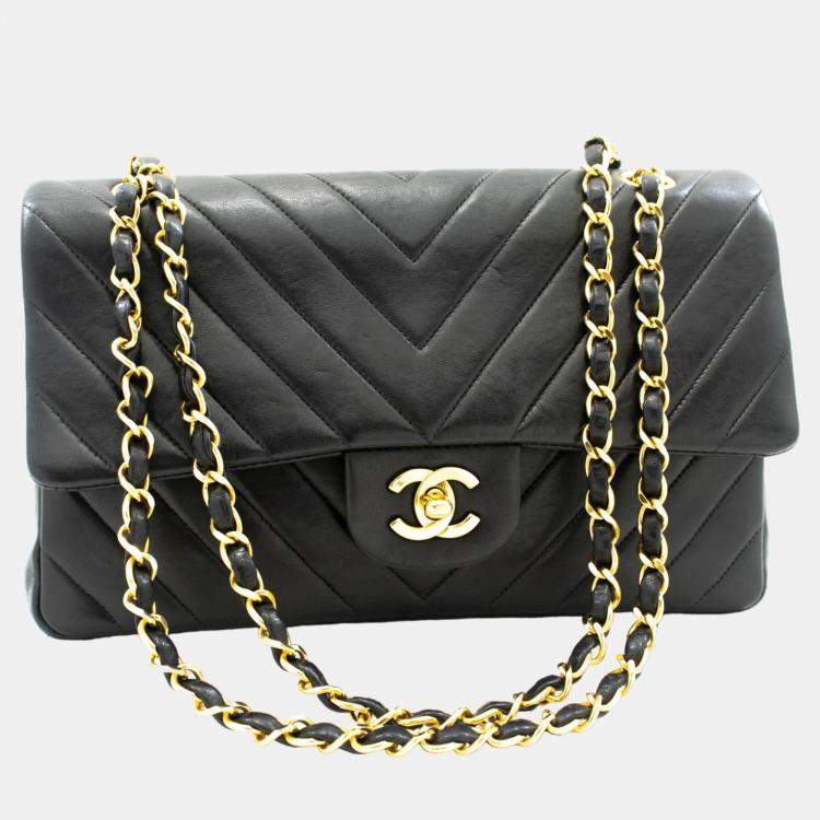 Chanel Black Chevron Quilted Lambskin Leather Medium Classic Flap Shoulder  Bag Chanel | The Luxury Closet
