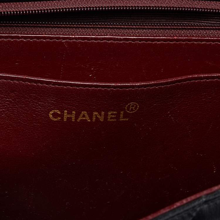 Pre Owned Chanel Black Quilted Lambskin Leather Maxi Vintage Classic Single Flap Bag