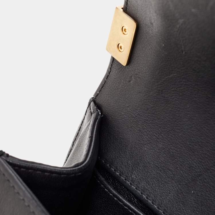 Pre Owned Chanel Black Python and Leather Medium Boy Flap Bag