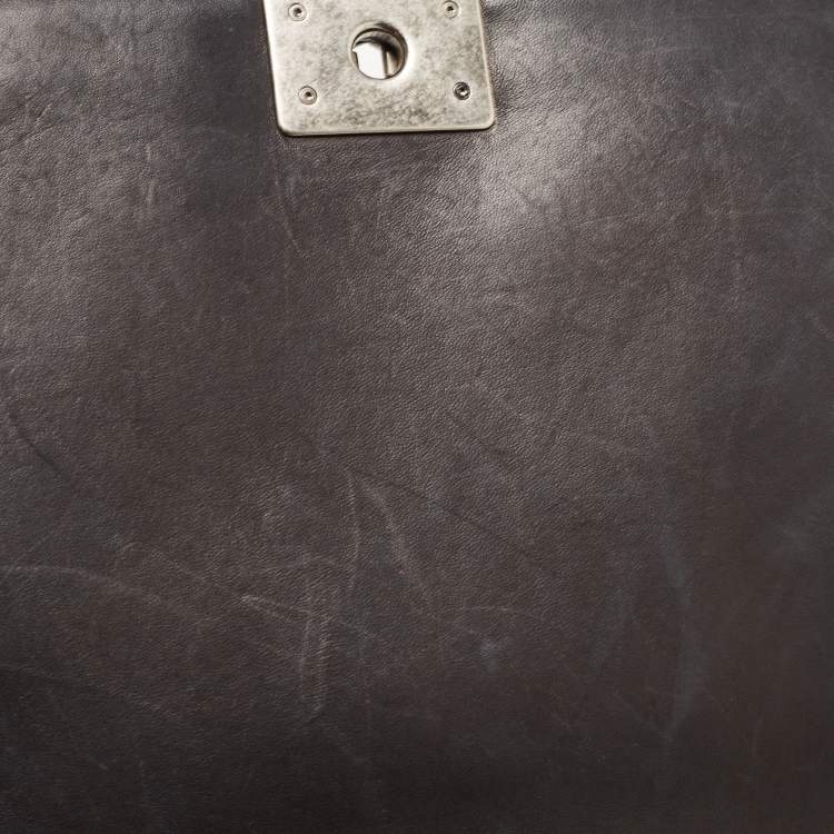 Pre Owned Chanel Black Quilted Leather Large Boy Flap Bag