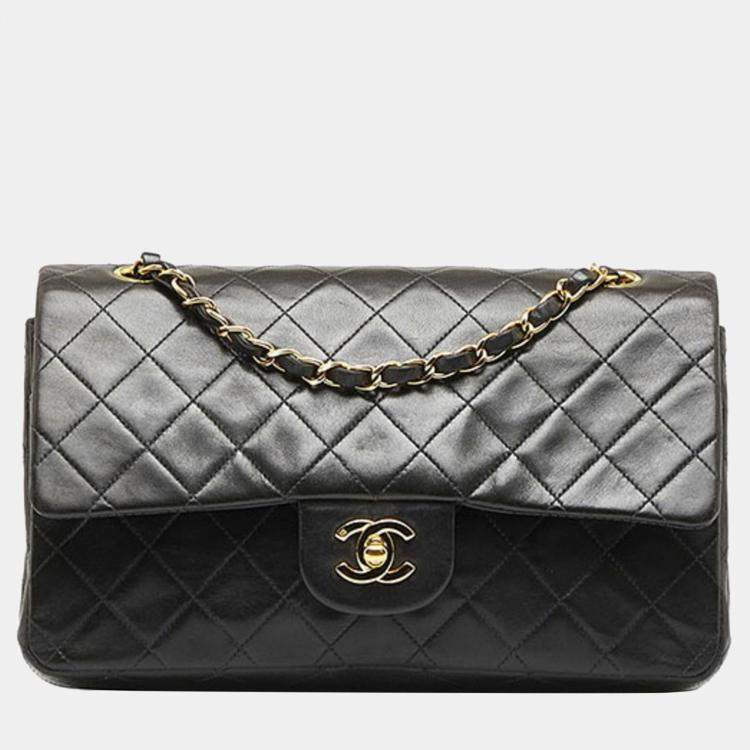 Chanel Black Leather Small Classic Double Flap Shoulder Bag