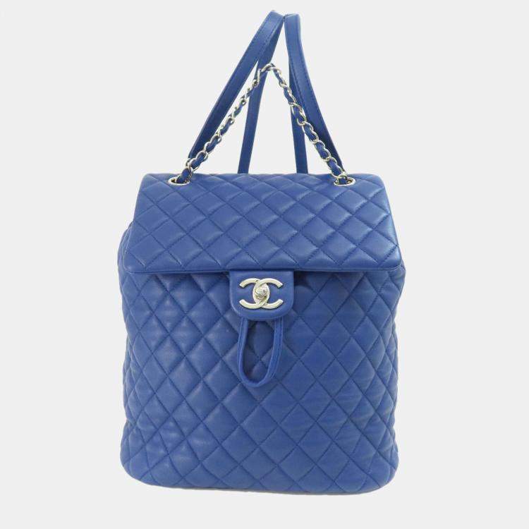 Chanel Blue Leather Filigree Backpack